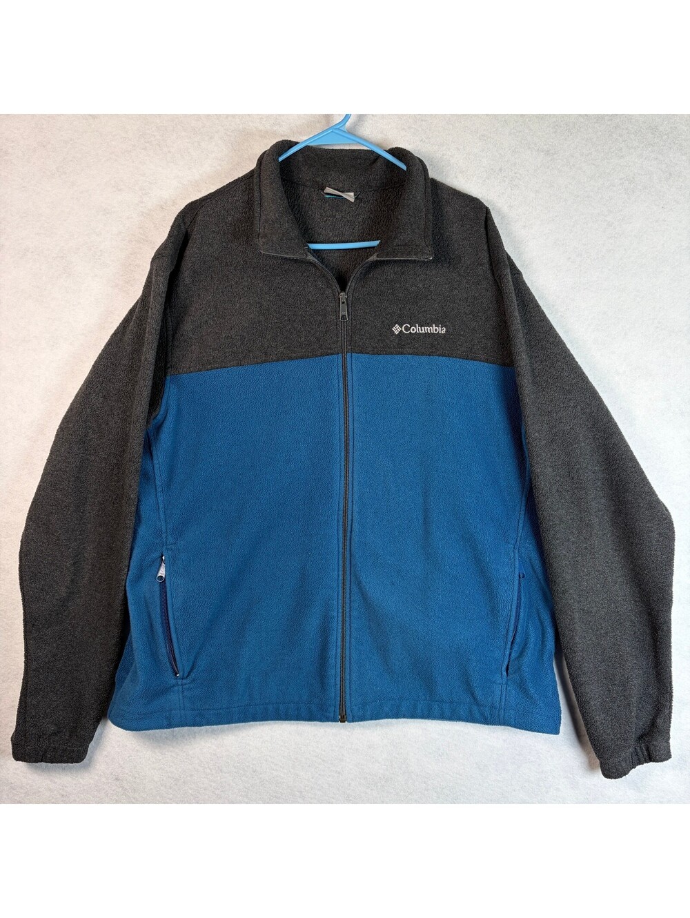 Columbia Men's Full Zip Fleece Jacket XL Blue and Gray
